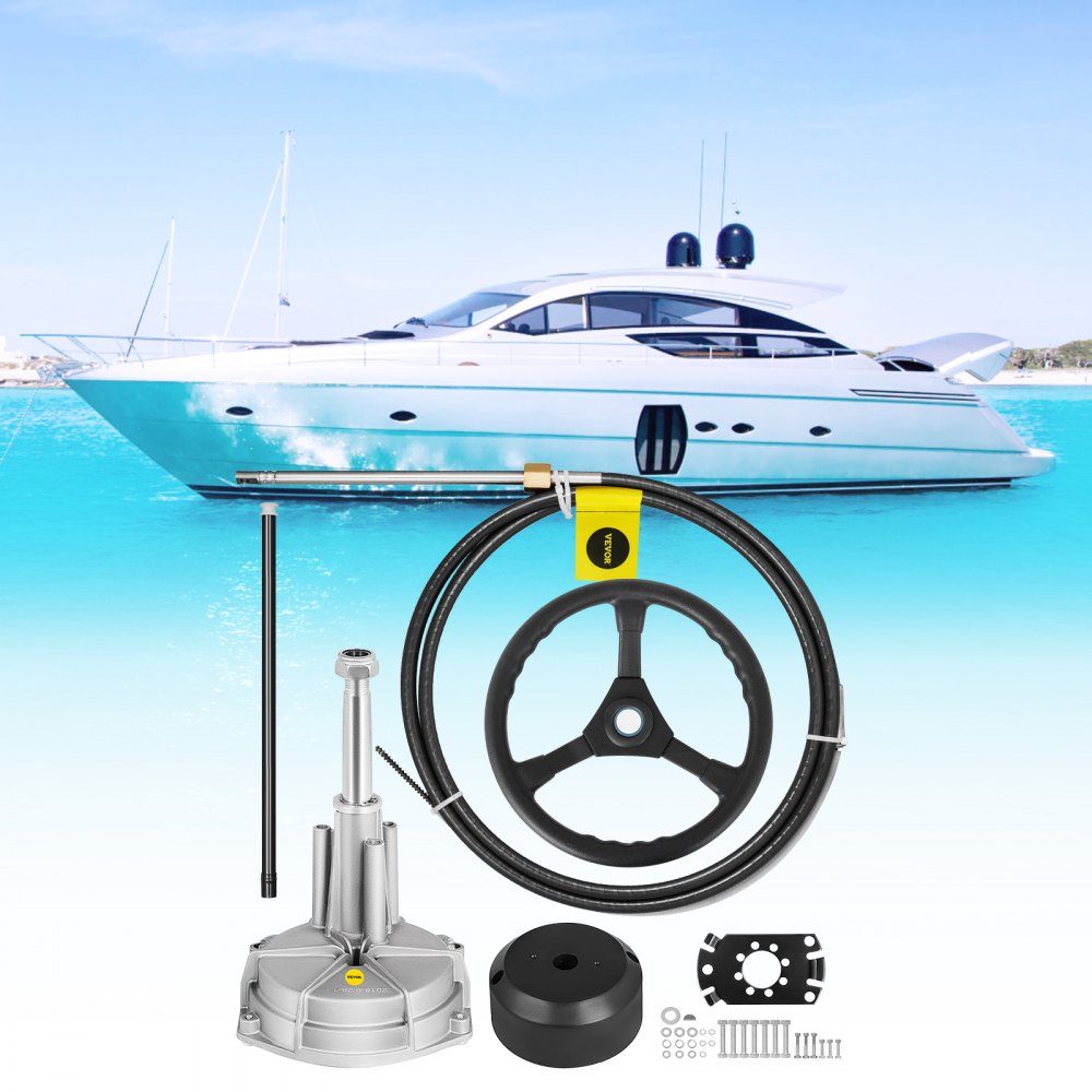 Außenborder mit hydraulischer Lenkung, mit Kabel 3,96 m SS13713 und Lenkrad 34,3 cm, hydraulische Lenkung für Boote, Bootszubehör für Reisen