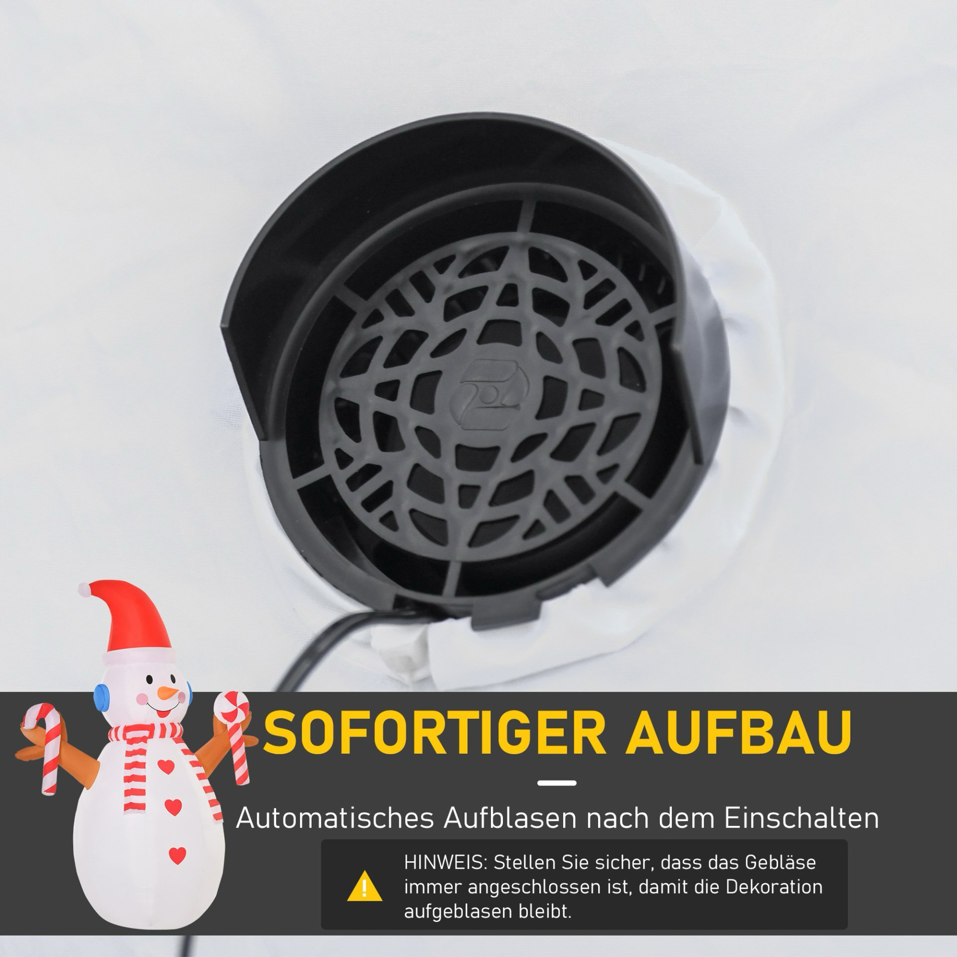 Weihnachtsdekoration, aufblasbarer Schneemann mit rotierenden Lichtern und Zubehör