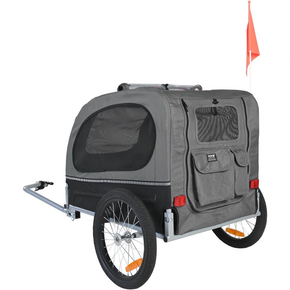 Przyczepka dla psa 40 kg Przyczepka rowerowa Stal węglowa + tkanina Oxford 600D + PP Składana 1440 x 720 x 779 mm Złożona jako przyczepka Rozmiar 760 x 560 x 195 mm Czarny i szary – Nr kat. HT-22618