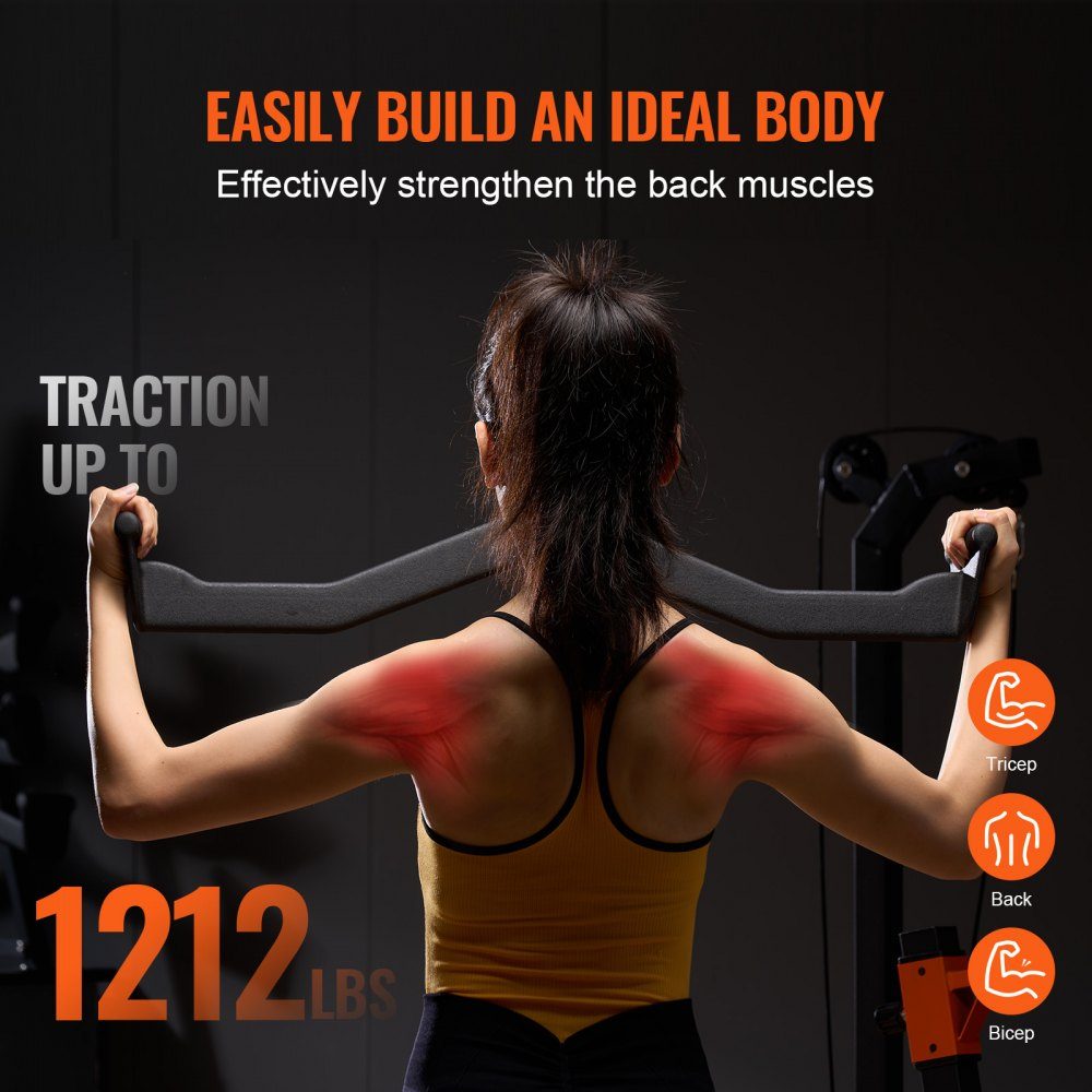 Lat Pulldown Attachment, Rowing V Bar Attachment for Cable Machine, Tricep Pull Bar, Rubberized Handle for Back Strength Training, Bicep Curl Tricep Lat Pull Bar 550kg Load Capacity