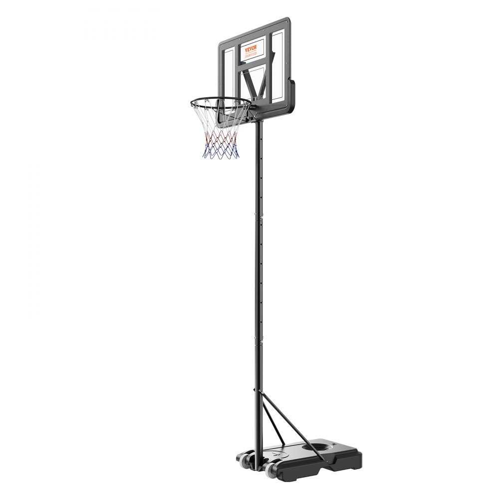 Panier de basket-ball d'extérieur, support de basket-ball réglable en hauteur de 122 à 305 cm, système de basket-ball noir résistant aux intempéries et à la rouille, support de panier de basket avec mobile à eau ou à sable