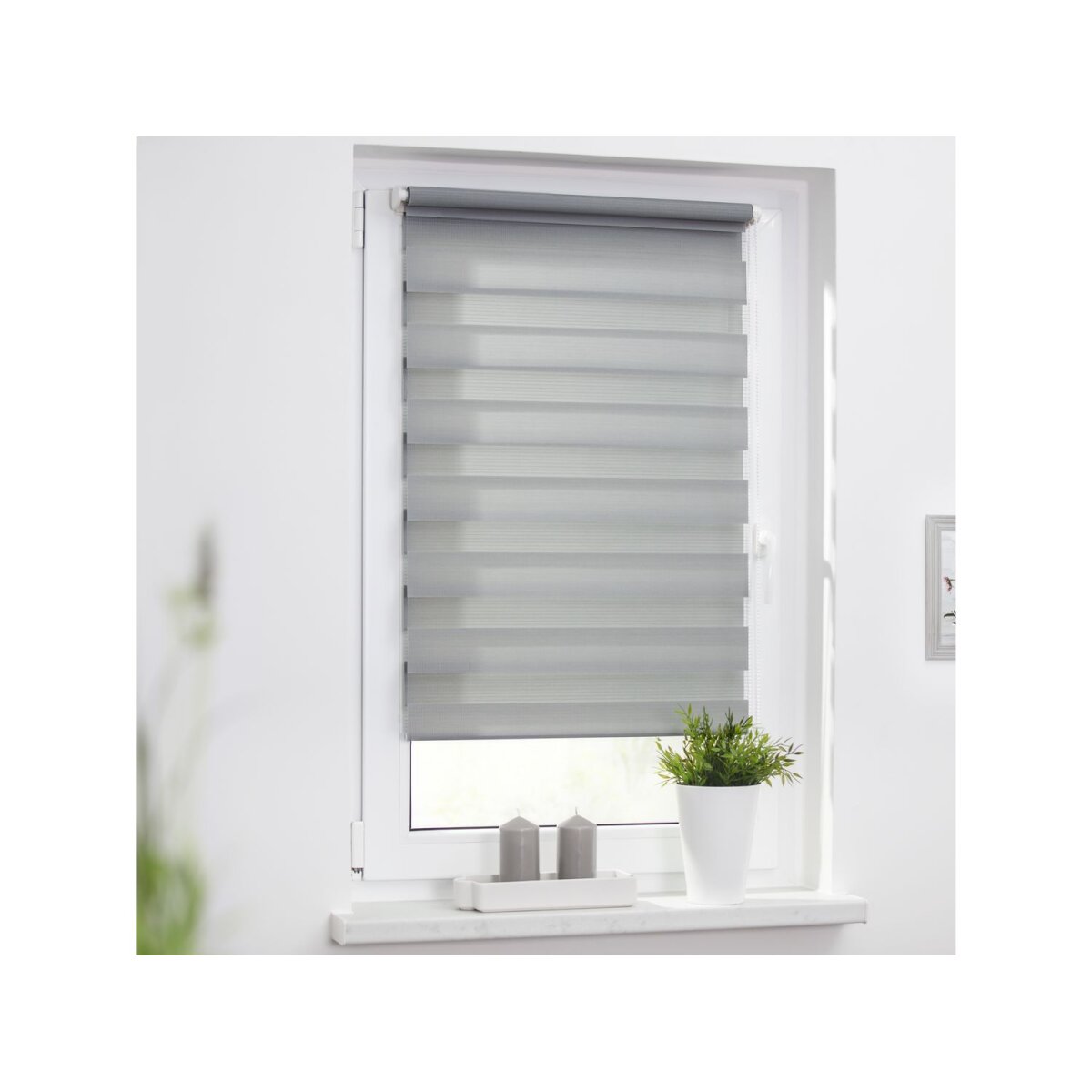 Lichtblick Klemmfix duo roller blind, sun and privacy protection, light regulation, no drilling, 45 x 150 cm, gray