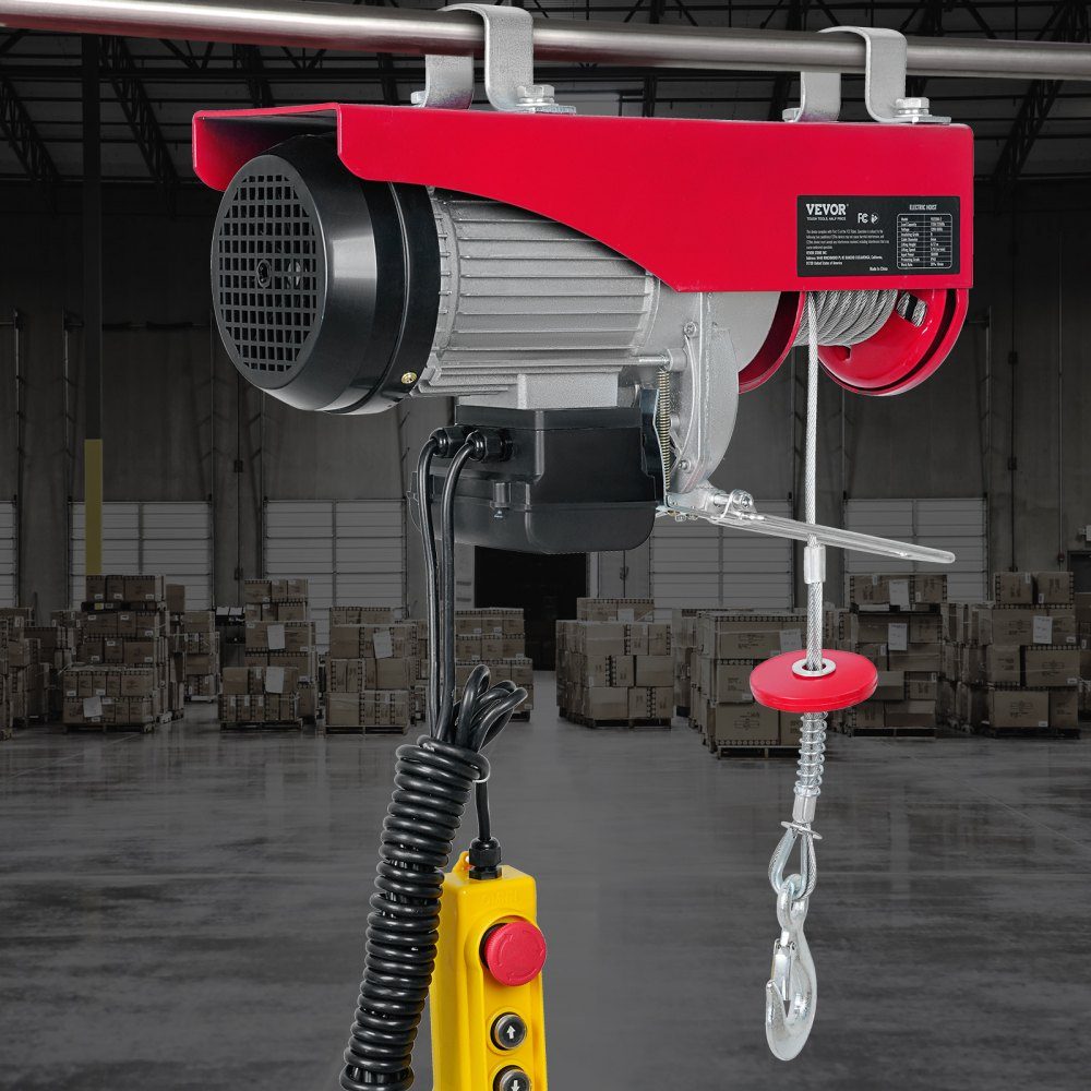 230V elektrische lier, 500kg tot 1000kg hefhoogte, 12m kabel motorlier, 1600W motorrol, 10m/min hefsnelheid, takel met bedrade afstandsbediening, kabeltakel, kettingtakel