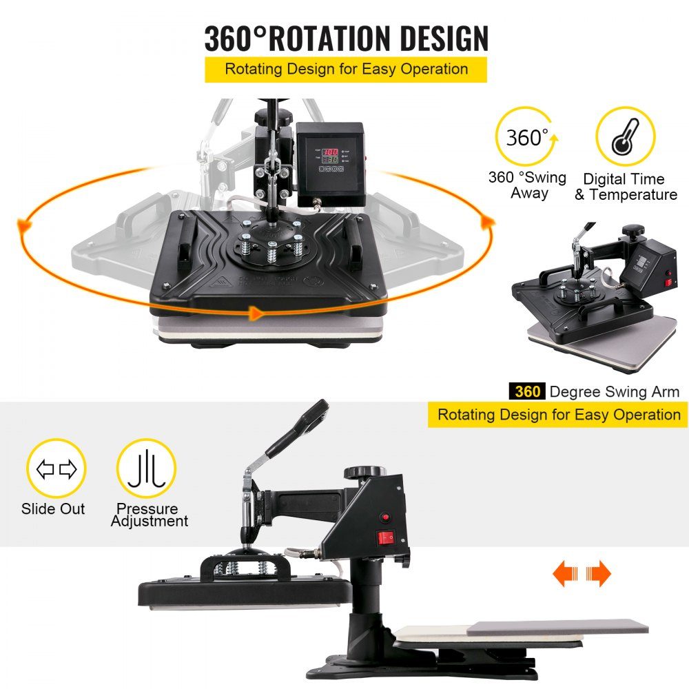 Heat Press 6 in 1 Heat Press Machine 38x30cm T-Shirt Press Machine Heat Press Machine DIY Heat Press with Digital LED Temperature