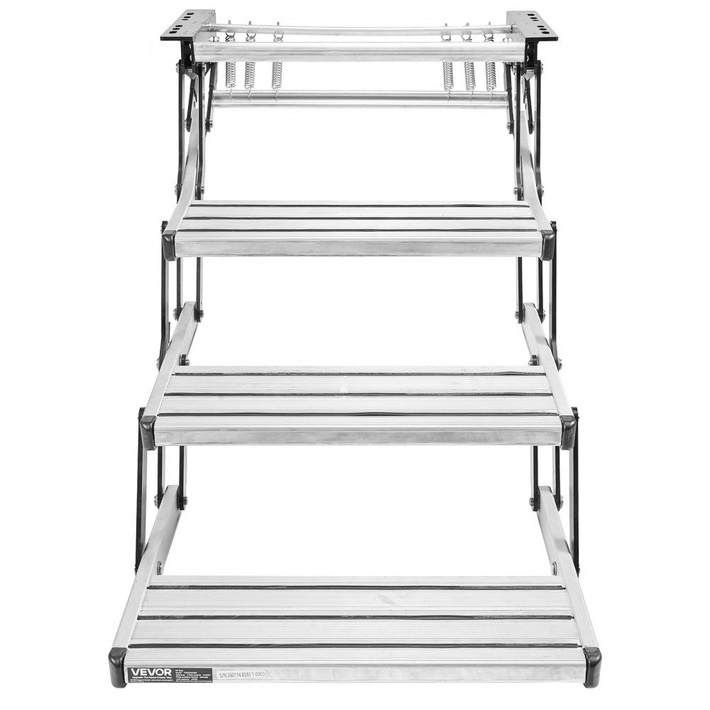 Retractable RV Stairs (3 Steps), RV Steps with 400lb Load Capacity, Aluminum Alloy Telescopic Folding Entry Stairs, Non-Slip Steel Frame for Caravan