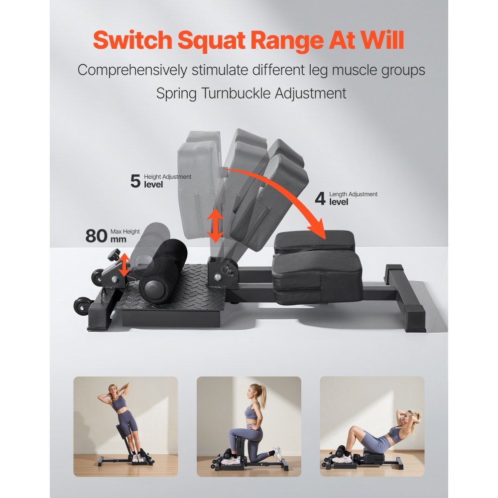 Sissy Squat Machine, Multifunctional Deep Sissy Squat Bench for Leg Muscle Training, Foldable Squat Trainer for Core, Waist, Buttocks, Leg Training Equipment for Home Gym