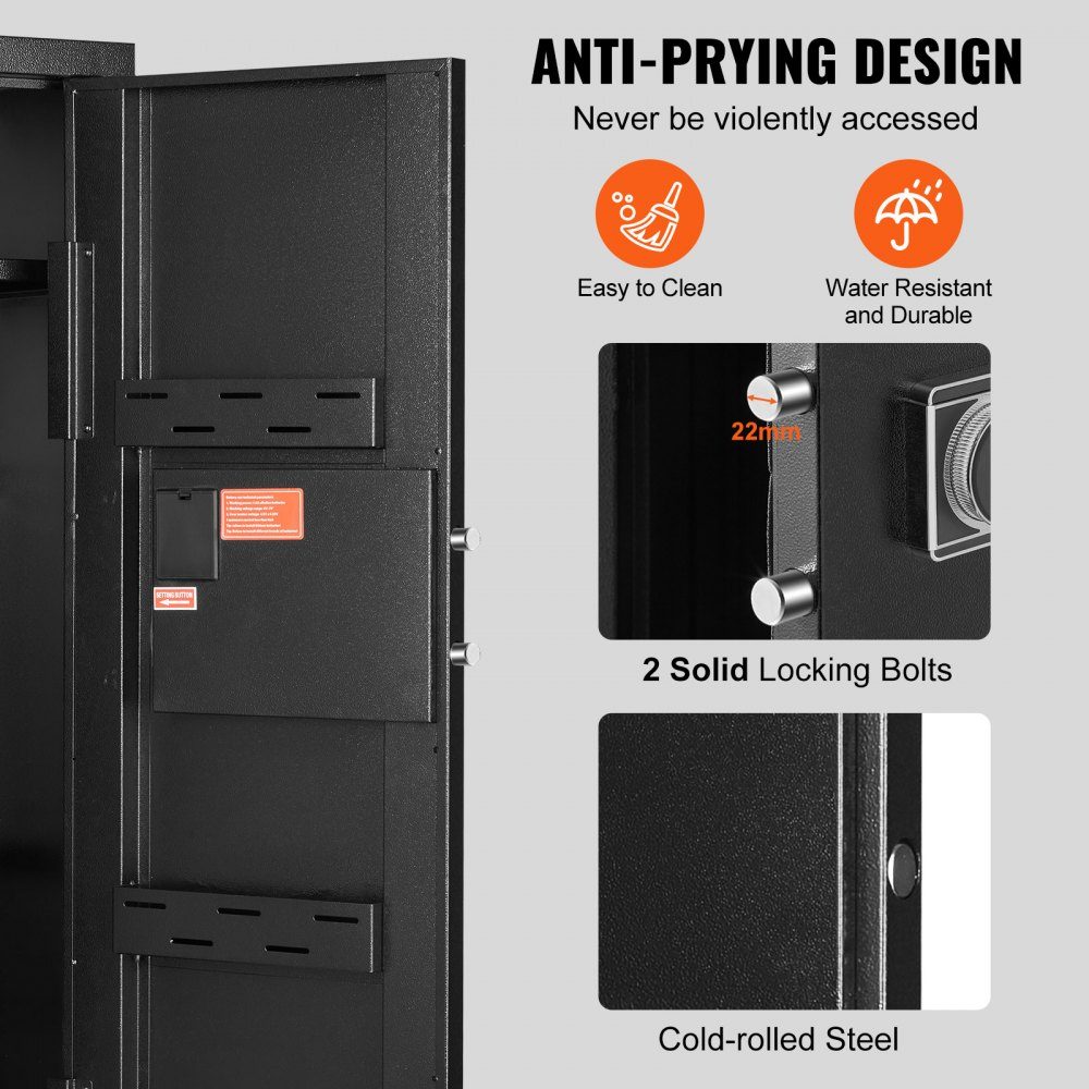 Gun Cabinet for 6-8 Rifles, Gun Safe with Lock and Digital Keypad, Gun Cabinet with Removable Shelf, Gun Cabinet for Home Rifles and Shotguns, Assembly Required