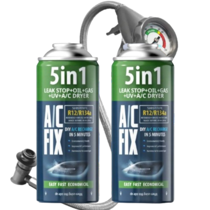 A/C FIX AC FIX LIQUIDE DE REFROIDISSEMENT POUR CLIMATISEUR 5IN1 SCELLANT À GAZ R134A 2PCS. + CÂBLE – Réf. HT-47683