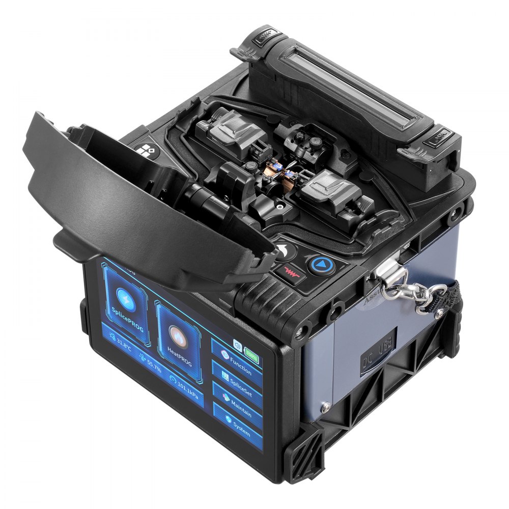 Soudeuse à fibre optique avec 6 moteurs, alignement de noyau, épisseuse, épissure en 6 secondes et chauffage en 13 secondes, épisseuse à fusion avec écran tactile de 5", support de fibre 3 en 1, batterie 7800 mAh pour SM MM DS NZDS Soudeuse à fibre optique avec 6 moteurs, alignement de noyau, épisseuse, épissure en 6 secondes et chauffage en 13 secondes, épisseuse à fusion avec écran tactile de 5", support de fibre 3 en 1, batterie 7800 mAh pour SM MM DS NZDS