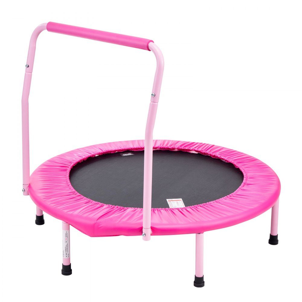 Trampolina dla dzieci, trampolina zewnętrzna, składana trampolina 36 cali z uchwytem, ​​trampolina do odbijania, trampolina ogrodowa dla małych dzieci, prezent urodzinowy dla dzieci w wieku 3 lat i starszych, nośność 100 kg, różowy