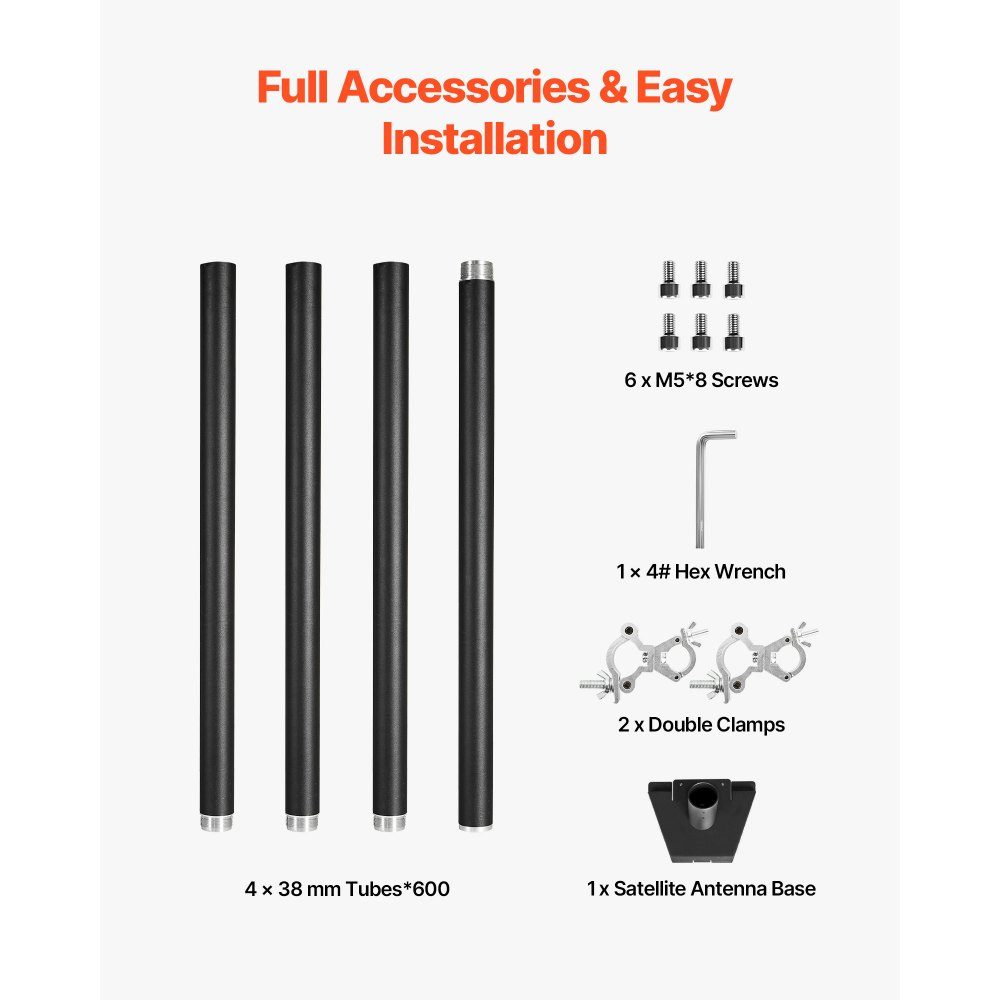 Starlink Gen 3 RV Ladder Mount 2450 x 142 x 185mm 360° Adjustable Angle Bracket with Mounting Accessory Kit Extra Long Steel Ladder Adapter Compatible with Gen 3 and V3 Black
