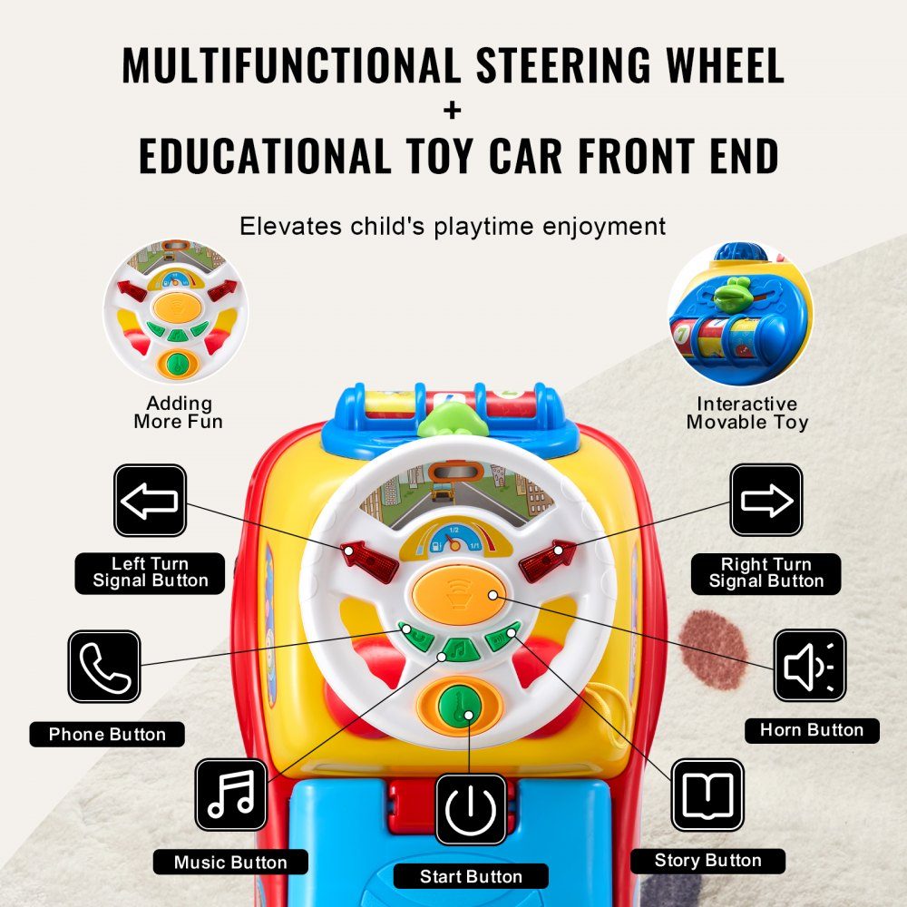 Rutschauto für Kleinkinder im Alter von 1–3 Jahren, Ride Racer, Rutschspielzeug für Kleinkinder zum Sitzen und Stehen, klassisches Rutschauto für Kinder mit Musiklenkrad, Hupe und Stauraum unter dem Sitz, Rutschspielzeug für Jungen und Mädchen
