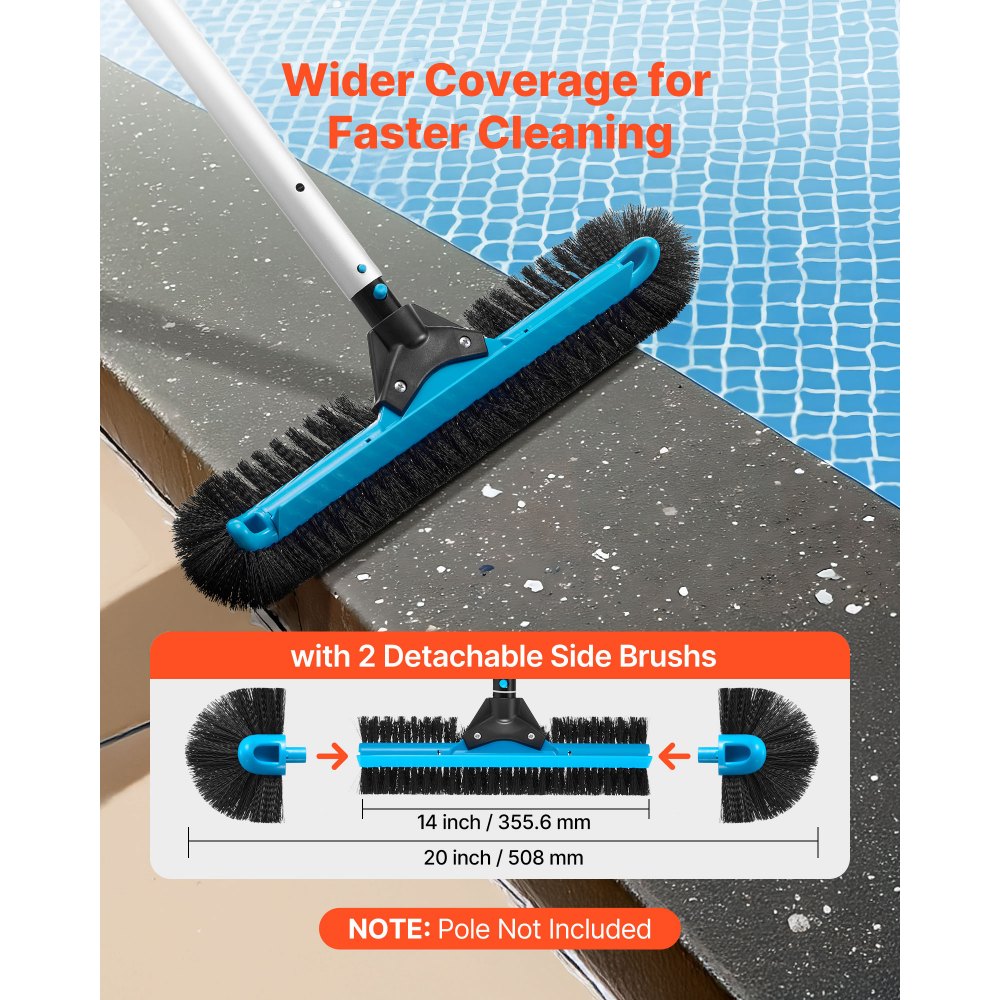 Tête de brosse de piscine, brosses à récurer (508 mm) avec poils en nylon et connecteur de tige en aluminium, tête de brosse pour nettoyer les murs de piscine creusée/hors sol (sans tige) Tête de brosse de piscine, brosses à récurer (508 mm) avec poils en nylon et connecteur de tige en aluminium, tête de brosse pour nettoyer les murs de piscine creusée/hors sol (sans tige)