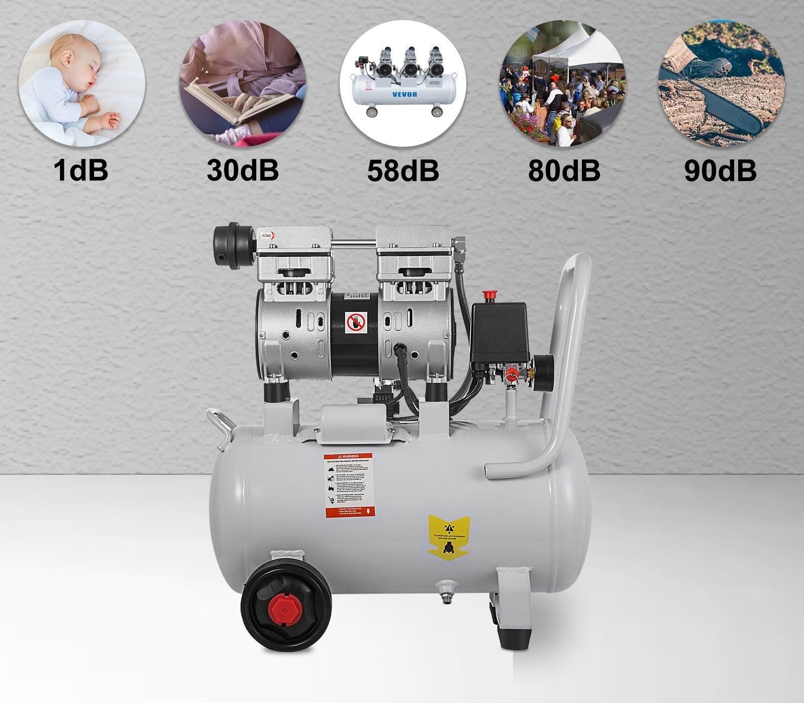 Quiet air compressor whisper compressor oil-free 30l compressed air quiet for workshop
