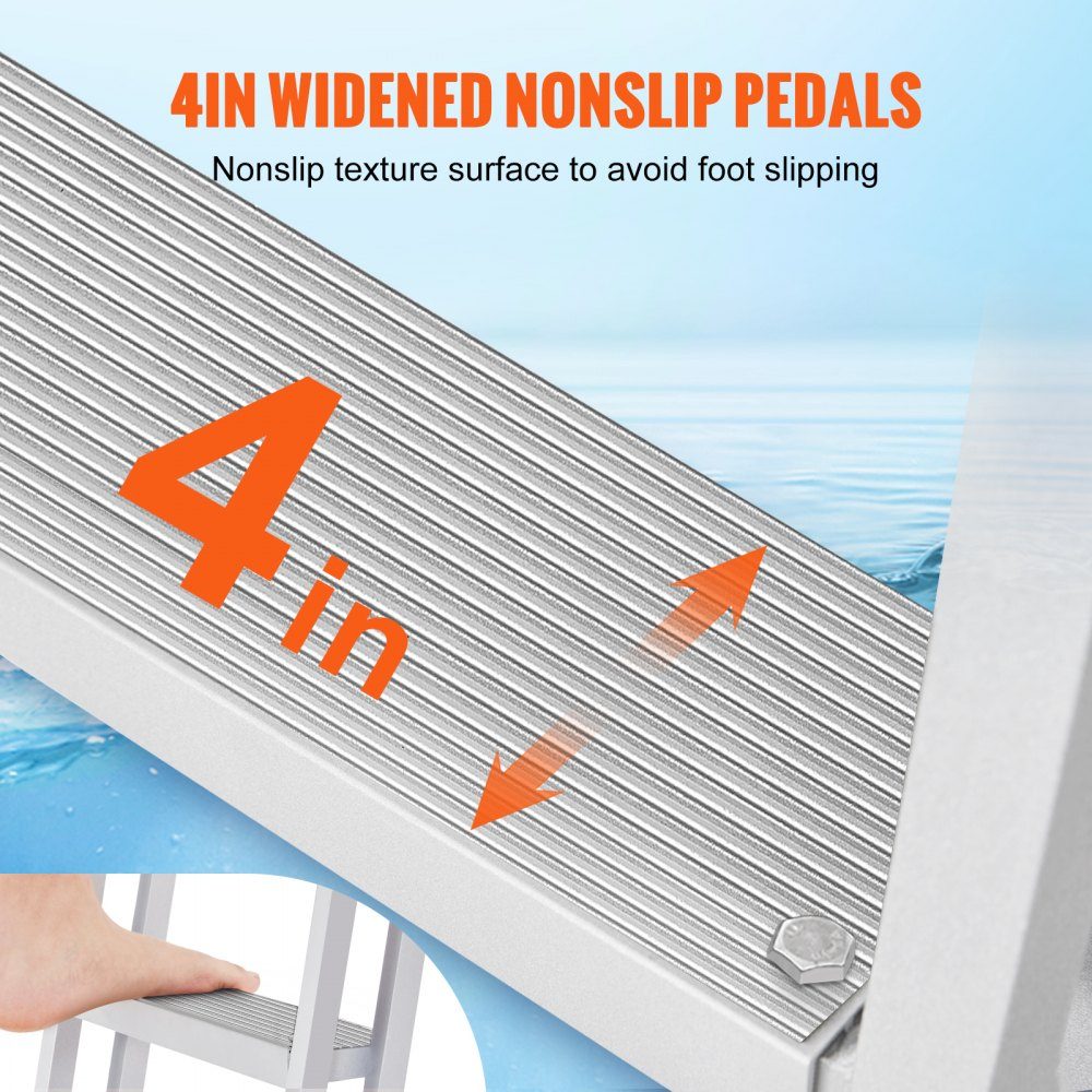 Aluminium-Anlegeleiter, Bootsleiter, klappbare Bootstrittleiter, 4 Stufen, 158 kg
