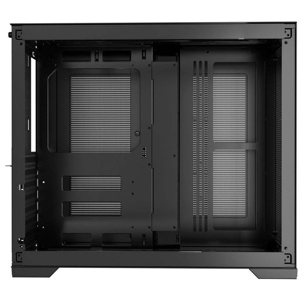 Mid-Tower, Zweikammer-PC-Gehäuse mit gehärteten Glasscheiben, magnetischem Staubfilter, Kabelmanagement, für GPU bis zu 410 mm Länge, kompatibel mit ATX/M-ATX/ITX, kein Lüfter