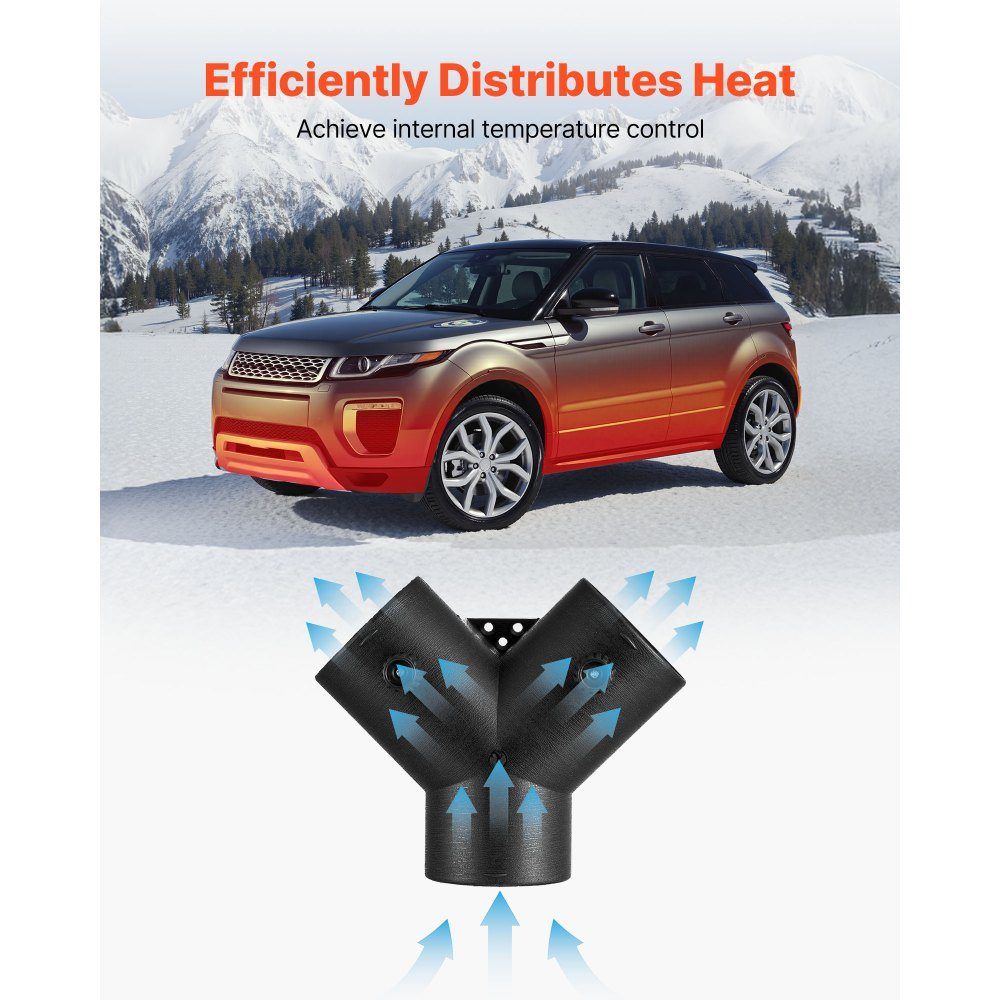 Diesel heater connector (75mm), diesel heater duct connection accessories, Y-shaped 3-way vent connectors with 2 90° rotating valves, connection connector for 2/5/8 kW diesel heater