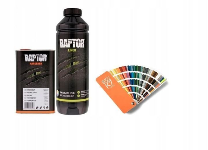 1x Original RAPTOR-Lack UPOL 950ml + Härter & 100ML RAL-Farbe Ihrer Wahl Komplettset