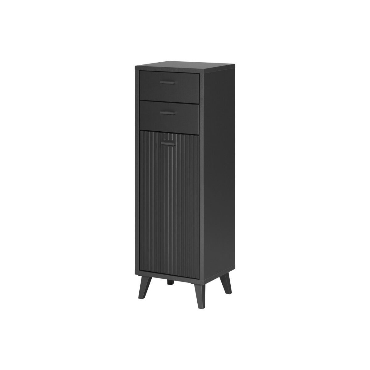 LIVARNO home Bad-Seitenschrank, mit Wellenoptik, schwarz