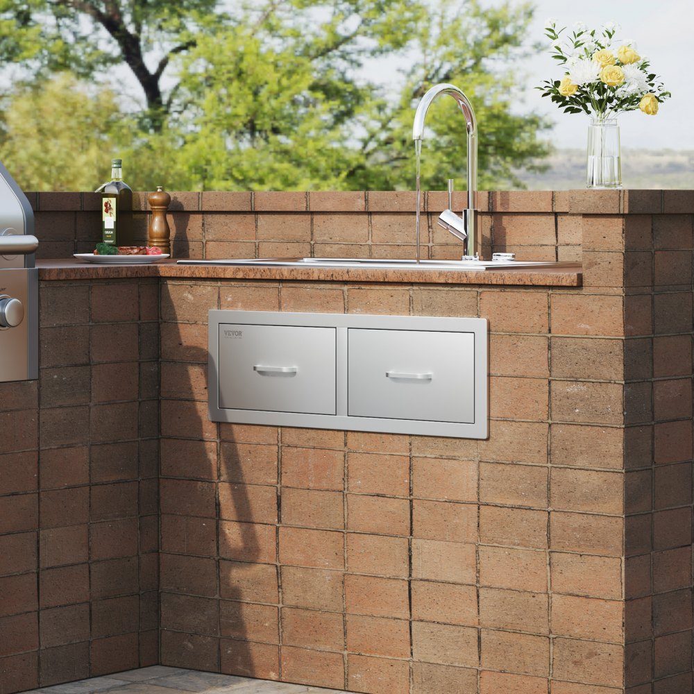 75 x 25 x 50 cm große Kamintür, doppellagige Grilltür aus Edelstahl, vertikale Grillinseltür