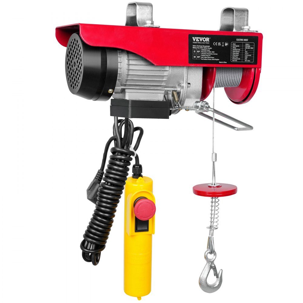 230 V elektrische Seilwinde, 125 kg bis 250 kg Hubhöhe, 12 m Seilzugmotorwinde, 510 W Motorflaschenzug, 10 m/min Hubgeschwindigkeit, Hebezeug mit kabelgebundener Fernbedienung, Seilzug, Kettenzug