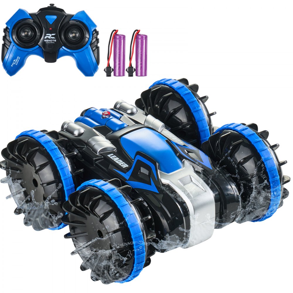 Bateau de voiture télécommandé amphibie, 2,4 GHz 12 km/h 4WD voiture RC étanche pour enfants, voiture de cascade rotative à 360° avec 2 batteries, jouet de piscine de plage aquatique tout terrain pour garçons et filles à partir de 6 ans, bleu Bateau de voiture télécommandé amphibie, 2,4 GHz 12 km/h 4WD voiture RC étanche pour enfants, voiture de cascade rotative à 360° avec 2 batteries, jouet de piscine de plage aquatique tout terrain pour garçons et filles à partir de 6 ans, bleu