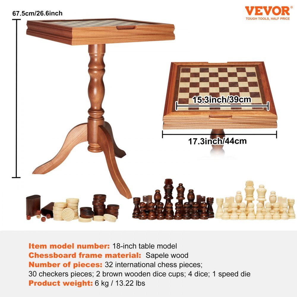 Jeu d'échecs en bois, 650 x 650 x 675 mm, jeu d'échecs de bureau avec pièces d'échecs, jeu d'échecs pour les activités familiales, les voyages, les enfants, l'échiquier