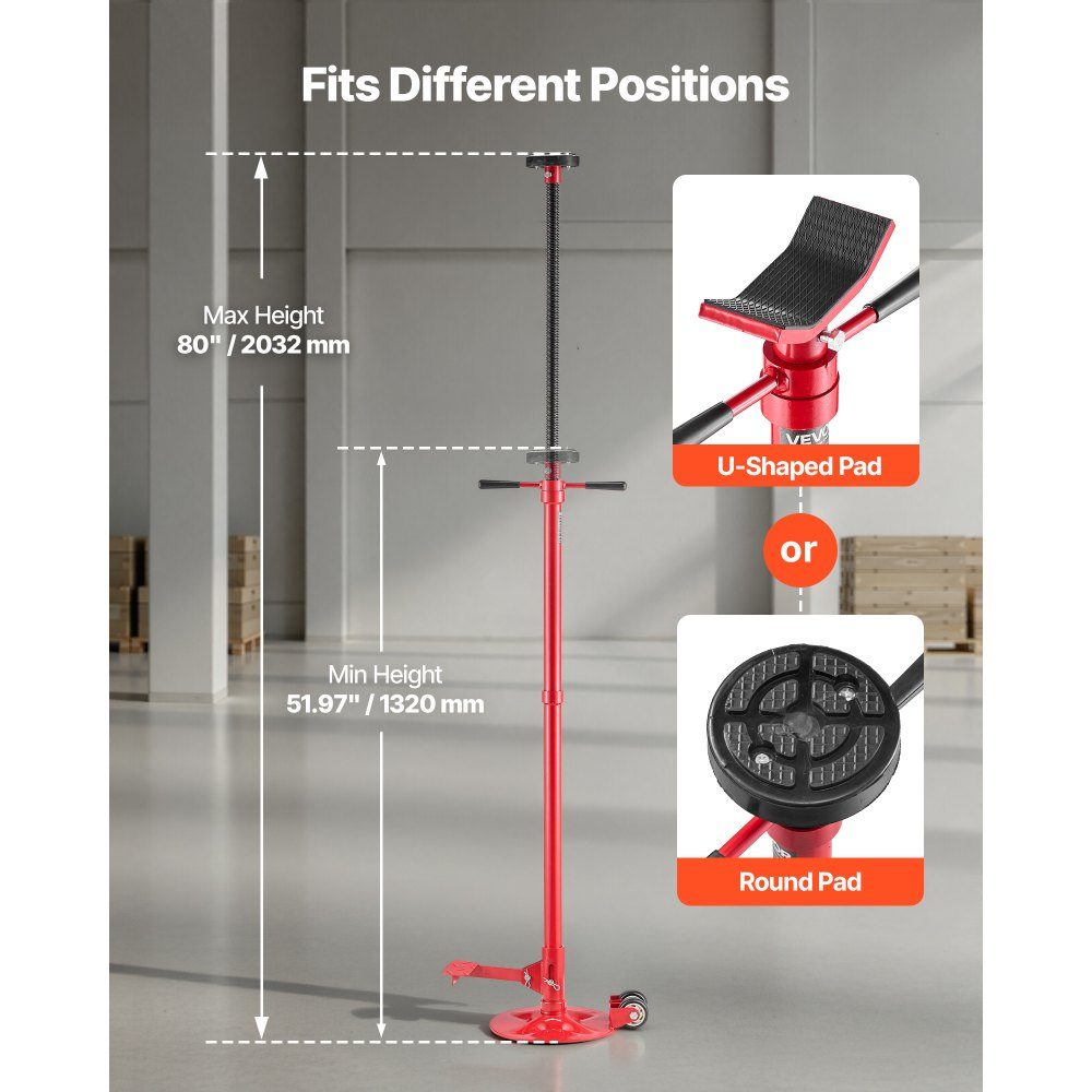 Underlift Support Stand 1T, Rollable, Height Adjustable (1320-2033mm), Car Jack Stand with Ball Bearing Rotary Handle and Pedal for Supporting Vehicle Components, Car Repair