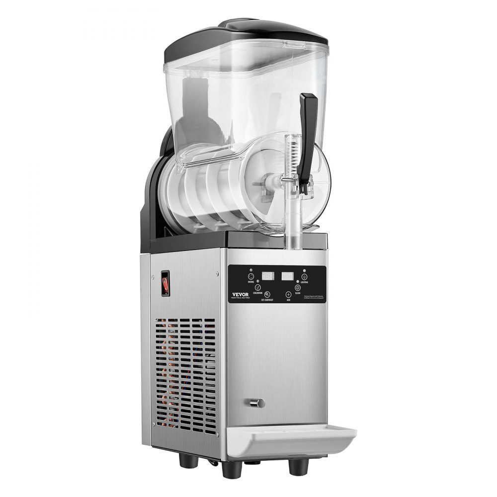 Commercial Slush Ice Cream Maker, 12L Single Tank Frozen Drink Machine, 48 Cups, Stainless Steel Slush Ice Cream Maker with Electronic Keyboard, Soft Ice Cream Machine for Party, Restaurant, Cafe