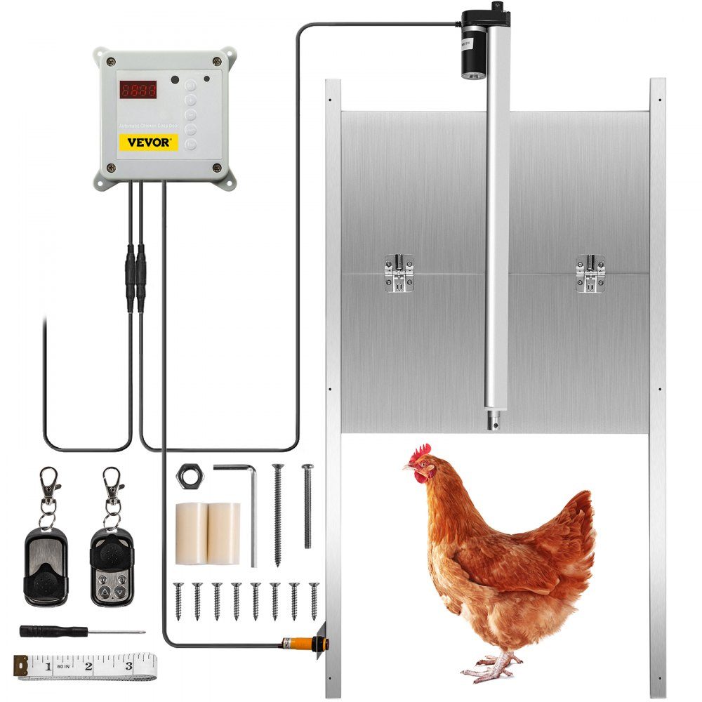 Automatische Hühnerklappe, Aluminiumlegierung/ABS, Hühnertür mit Schieber, 66 W, Hühnertorwächter, 30 x 30 cm, Türöffner mit Lichtsensor, Zeitsteuerung, ideal für den Außen-/Innengebrauch von Hühnerställen
