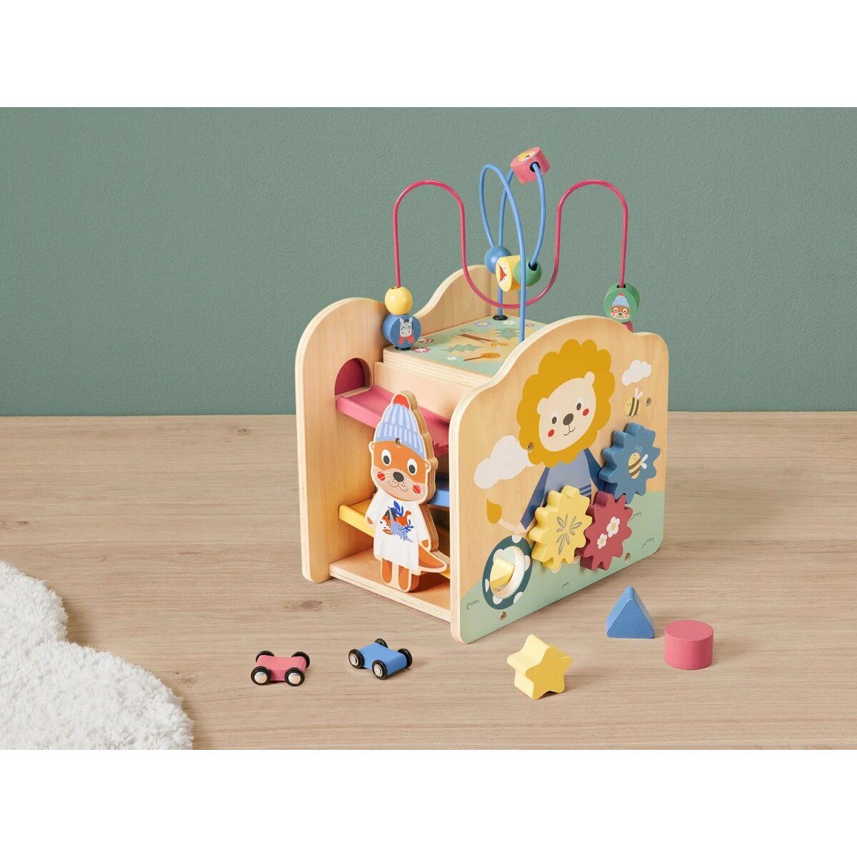 lupilu® push cart / motor skills cube, made of wood (motor skills cube)