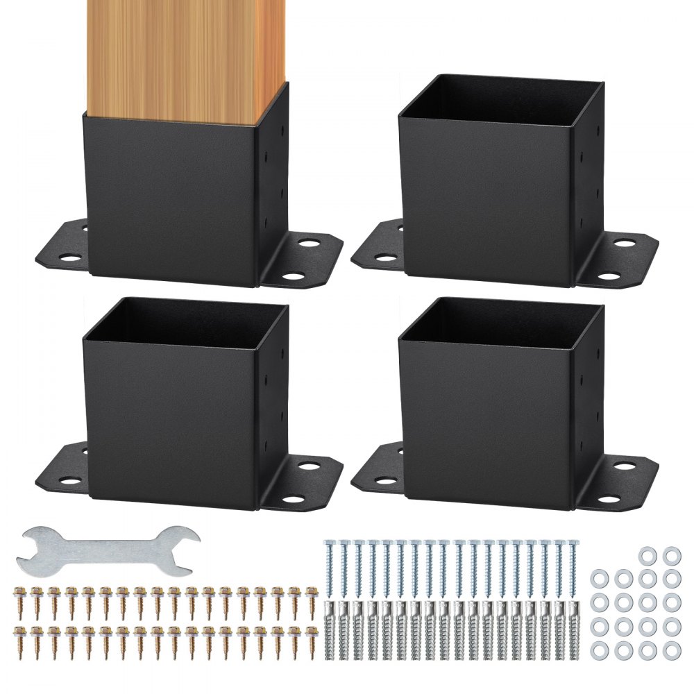 Zestaw 4 tulejek śrubowych 214 x 146 x 140 mm Podstawa słupka ze stali węglowej z powłoką natryskową Montaż na podłogach betonowych lub drewnianych Słupek pod buty Idealny do balustrad pergoli werandy Zestaw 4 tulejek śrubowych 214 x 146 x 140 mm Podstawa słupka ze stali węglowej z powłoką natryskową Montaż na podłogach betonowych lub drewnianych Słupek pod buty Idealny do balustrad pergoli werandy