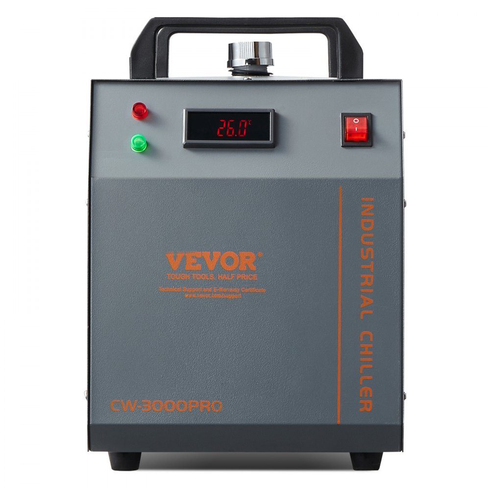 Industriële waterkoeler, CW-3000 (PRO), 150 W luchtgekoeld industrieel waterkoeler-koelsysteem met watertank van 12 liter, maximaal debiet van 18 l/min, voor lasergraveermachine Koelmachine