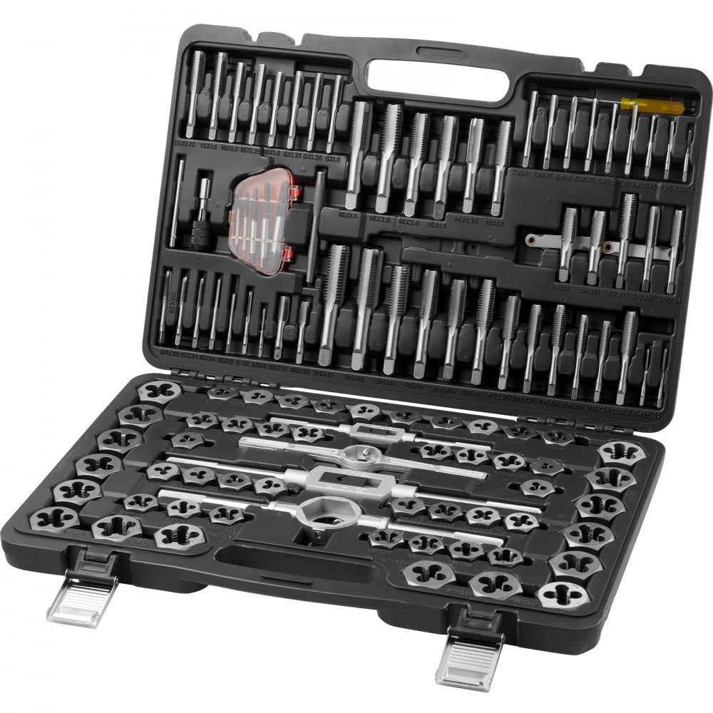 Tap machine tap 116 pieces, core hole drill thread cutting set bearing steel machine tap incl. 51 x taps, 51 x punching dies, metric/imperial