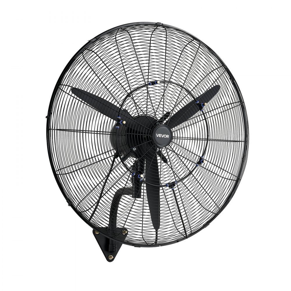 115W Industrial Wall Fan 32" 5.9m/s Oscillating Wall Fan with 3 Levels Adjustable Angle and Mist Commercial Industrial Fan for Workshop Garage Warehouse Gym Black