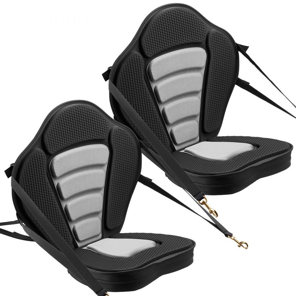 2 x Kayak Seat 53mm Thick Padded Stand Up Paddle Board Seat Boat Seat with Backrest and Storage Bag and Adjustable Strap for Inflatable Kayak SUP Canoe Fishing Boat