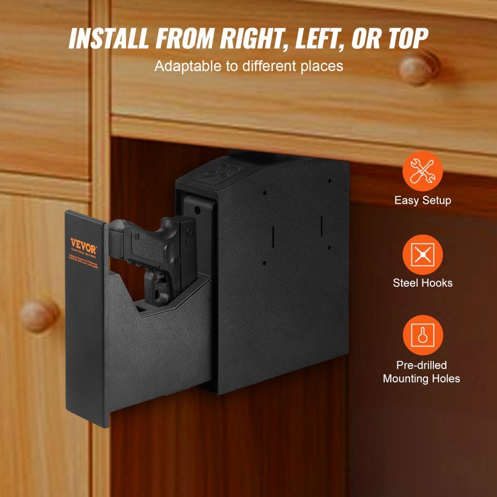 Gun Safe, Wall Mounted Gun Safe, 1 Gun, Gun Safe for Fingerprint, Key or Password, Cold Rolled Steel Gun Safe, 320 x 255 x 95mm, Gun Cabinet Wall Safe
