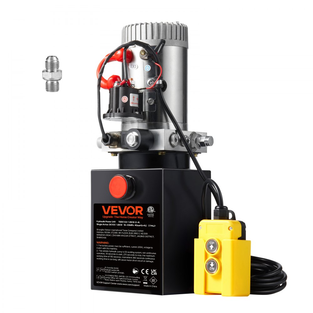 Hydraulic pump hydraulic unit 12V hydraulic unit 1600W, single-acting hydraulic pump hydraulic unit, 3.79L tank hand pump hydraulic unit, for elevators, forklifts etc Hydraulic pump hydraulic unit 12V hydraulic unit 1600W, single-acting hydraulic pump hydraulic unit, 3.79L tank hand pump hydraulic unit, for elevators, forklifts etc