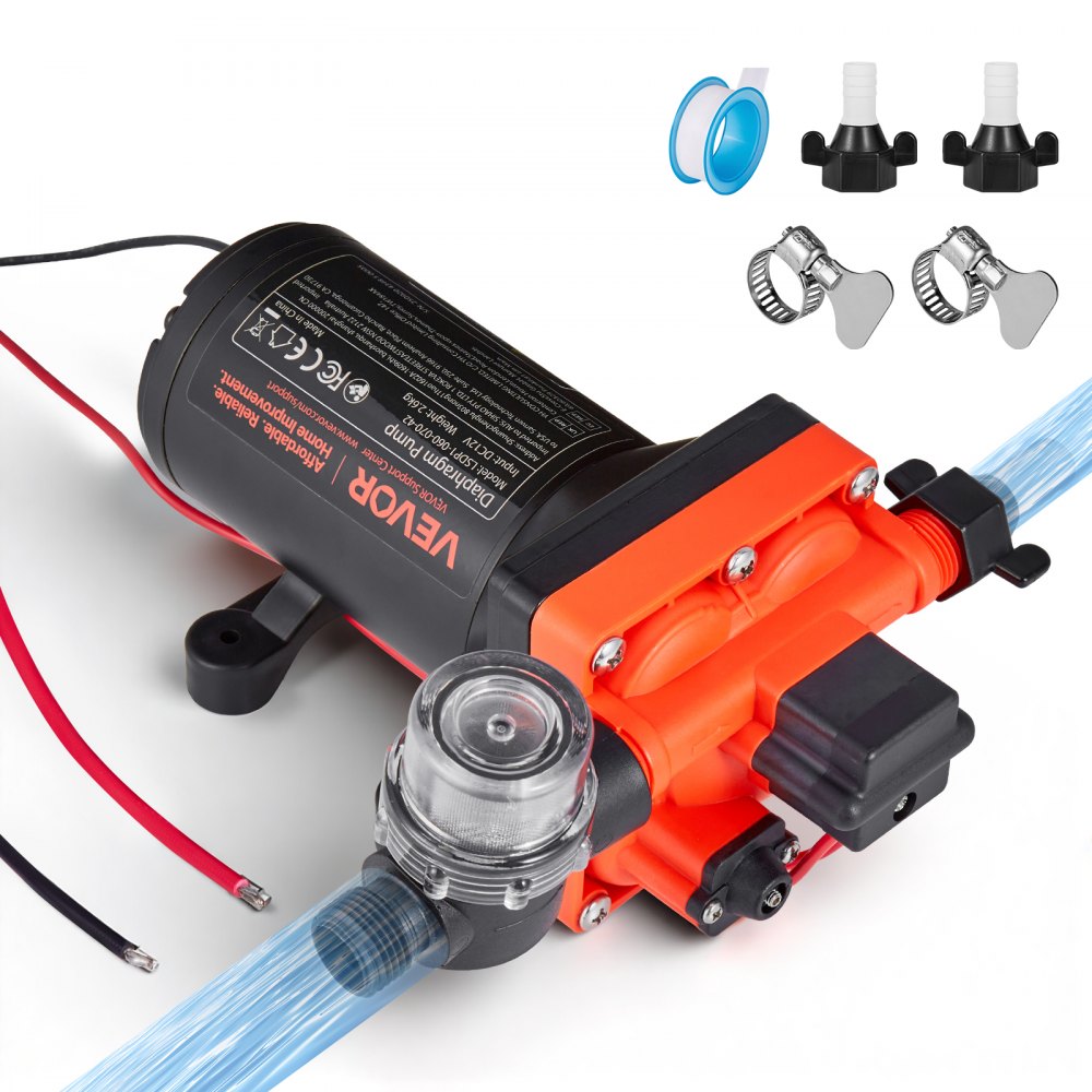 Diaphragm Pump 12V DC 22.7L/min Self-Priming 4 Chamber Diaphragm Water Pump with Automatic Pressure Switch 4.8bar Pressure for Motorhome Caravan Ship Yacht Car Wash Diaphragm Pump 12V DC 22.7L/min Self-Priming 4 Chamber Diaphragm Water Pump with Automatic Pressure Switch 4.8bar Pressure for Motorhome Caravan Ship Yacht Car Wash