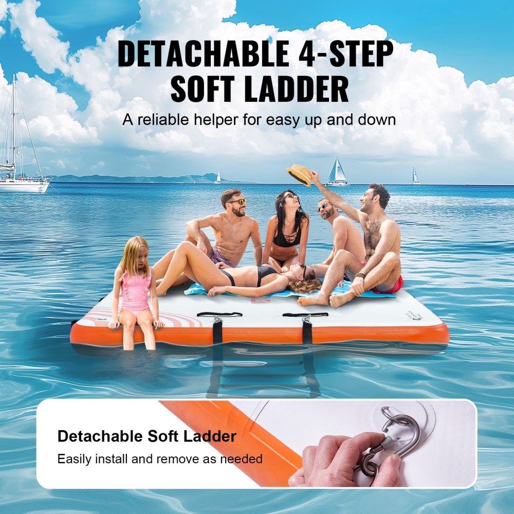 Opblaasbaar drijvend dok, 8' x 5' opblaasbaar dokplatform, antislip water drijvende dokmat met draagbare draagtas en afneembare ladder, drijvend platform, eilandvlot voor zwembad Opblaasbaar drijvend dok, 8' x 5' opblaasbaar dokplatform, antislip water drijvende dokmat met draagbare draagtas en afneembare ladder, drijvend platform, eilandvlot voor zwembad