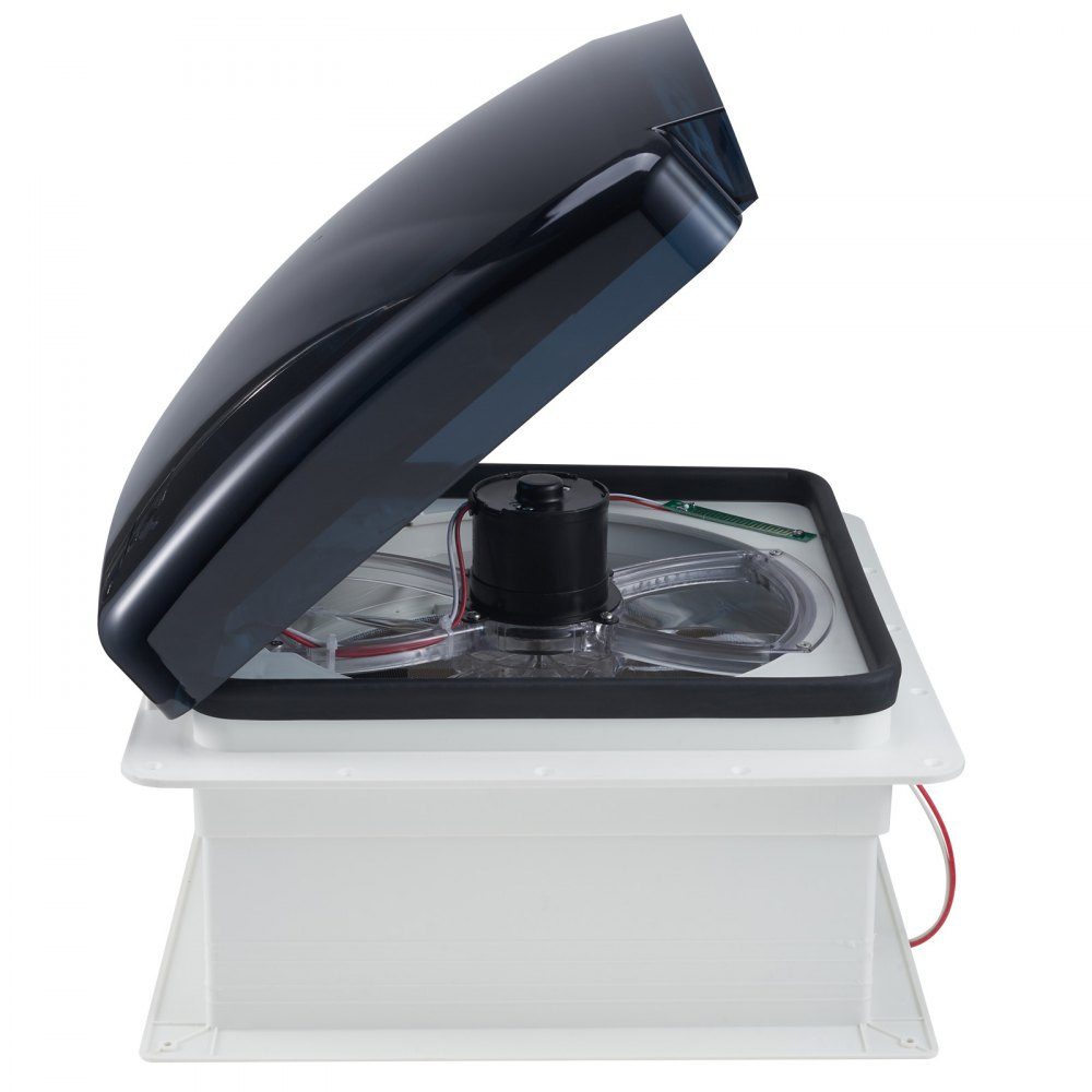 Ventilateur de toit pour camping-car, 410 x 410 x 252 mm, ventilateur de toit réversible 12 V, 10 vitesses, avec télécommande, housse de pluie, couvercle électrique, ventilateur d'extraction, ventilation de toit, adapté aux bouches d'aération de toit de c