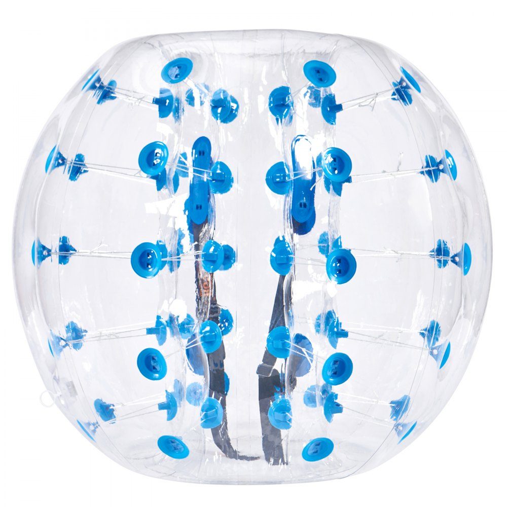 Aufblasbarer Bump-Ball, Bumper-Ball, 1 Stück, 1,2 m x 1,03 m, menschlicher Kollisionsball, PVC-Körper-Blasen-Bounce-Ball für Outdoor-Aktivitäten, transparent + blaue Punkte, aufblasbarer Bumper-Ball