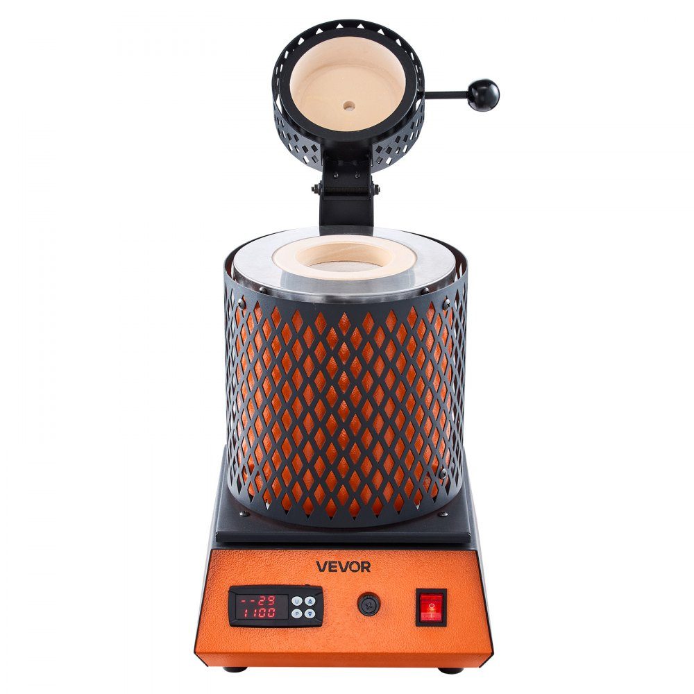 Digital Gold Melting Furnace Machine with 5kg Ceramic Crucible, Electric Melting Furnace 1500W Max 1150℃, Metal Melting Furnace Set for Jewelry Making, Metal Rods, Metal Components, Black