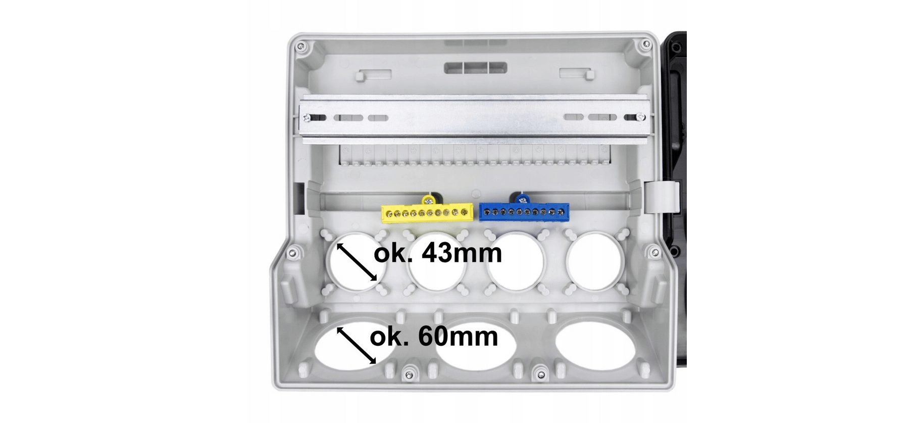 Empty housing electrical wall distributor modular set