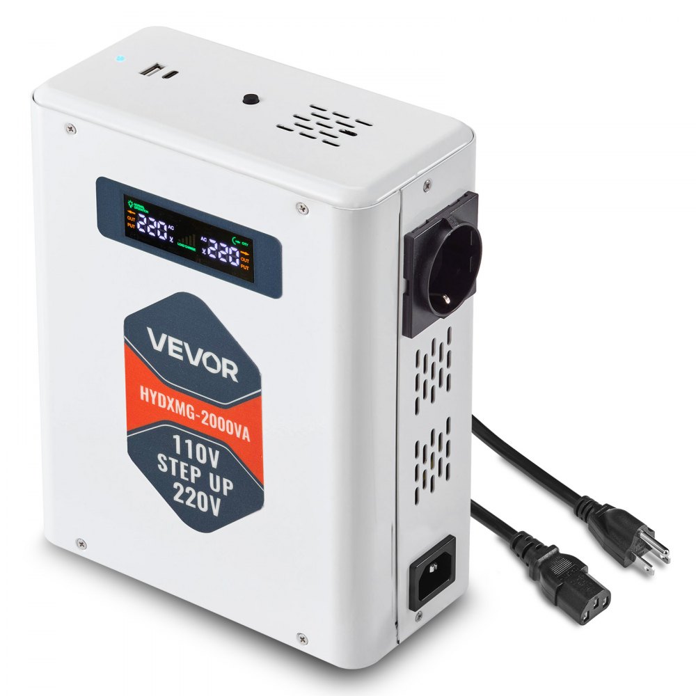Voltage Boost Converter 2000VA Heavy Duty Boost Converter 110V to 220V Power Transformer with 2 EU Sockets USB Output LCD Display Temperature Protection for 220V Devices Voltage Boost Converter 2000VA Heavy Duty Boost Converter 110V to 220V Power Transformer with 2 EU Sockets USB Output LCD Display Temperature Protection for 220V Devices