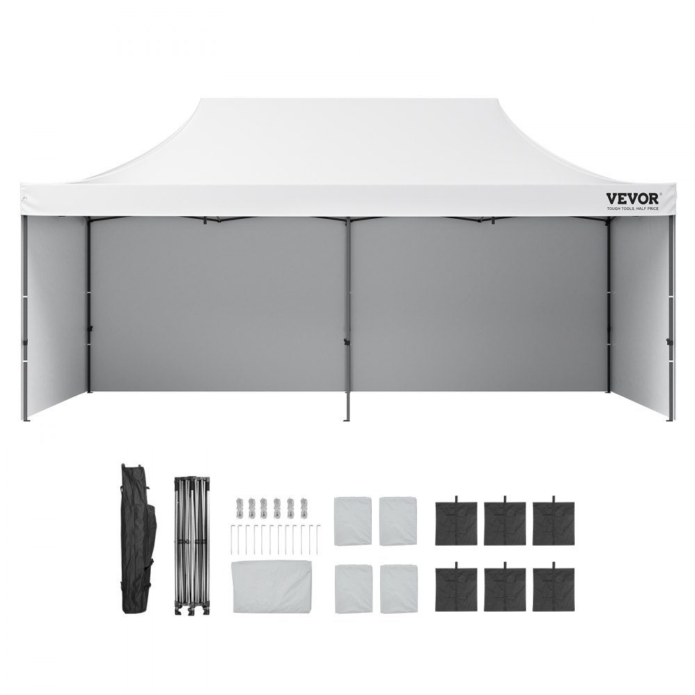 Pavillon 304,8x609,6x320cm Gartenzelt 500D PU Silberstoff Faltpavillon höhenverstellbar inkl. Aufbewahrungstasche, Partyzelt, 12–16 Personen, Pop-Up-Zelt, Gartenpavillon für Campingausflug