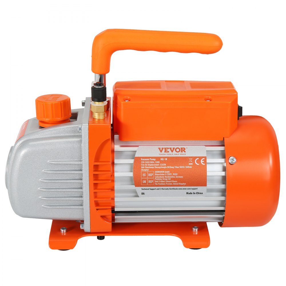 Vakuumpumpe 100 l/min, Vakuumpumpe, 1-stufig, 220 V/50 Hz, 1440 U/min, 800–4000 PSI (55–276 bar), 250 ml Ölkapazität, Vakuumausrüstung, Verteiler, Manometer-Set für Klimaanlagen, Fahrzeugkühlsysteme