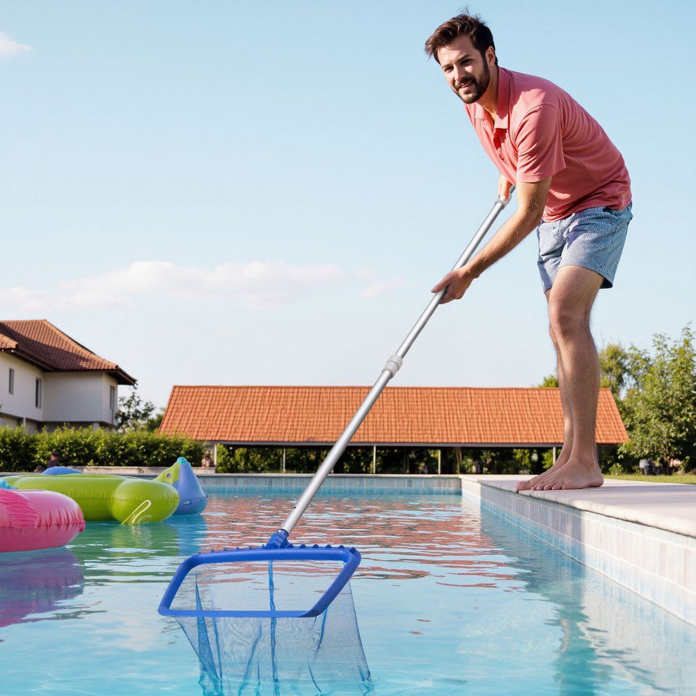 Pool Pole Swimming Pool Pole (1-4.6m), Telescopic Cleaning Poles for Swimming Pools, Professional Adjustable Telescopic Pole with 2 Extension Poles, Cleaning Rod for Brush, Suction Head