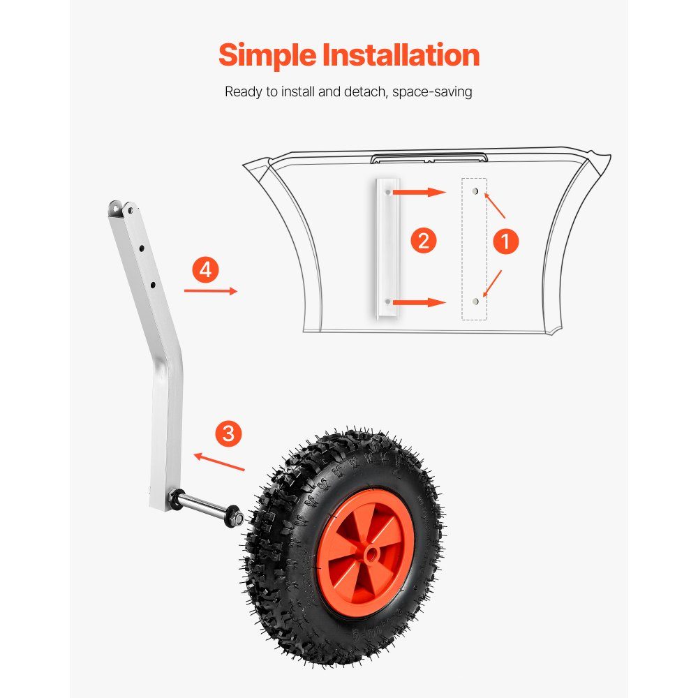 Boat Slip Wheels (500lb Load Capacity), 304.8mm Aluminum Alloy Tail Wheel with Inflatable Rubber Tires, Folding Slip Wheels with 4 Quick Release Pins for 4m Inflatable Fishing Boats