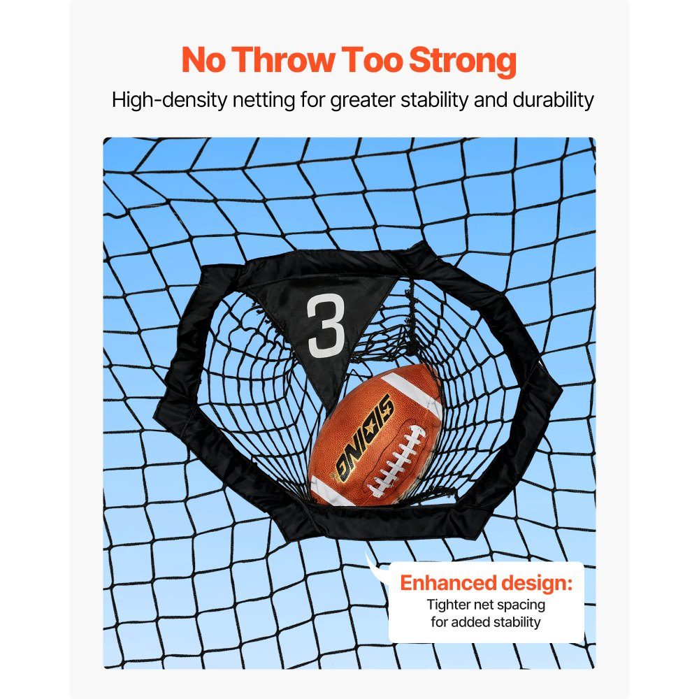 Football Coach Throwing Net, Practice Net (2265 x 1060 x 2100mm) with 5 Target Pockets and Portable Storage Bag and Straps, Throwing Target Training for Quarterback Passing Accuracy, Black
